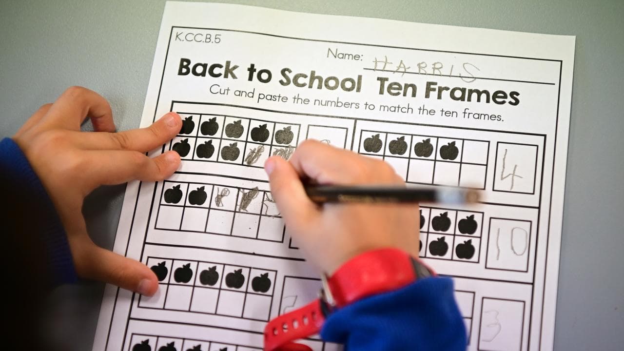 Student completes worksheet