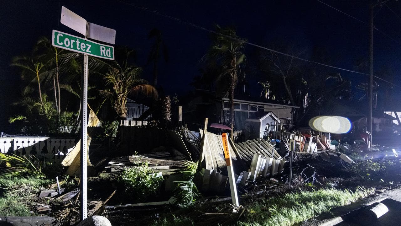 Debris behind by Hurricane Milton in Bradenton, Florida
