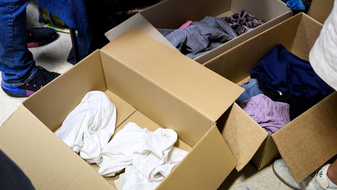 Red Cross clothing donations at Newtown