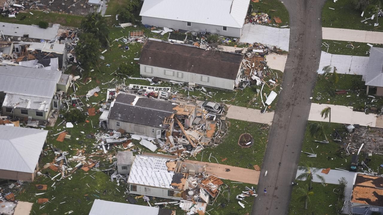 Destroyed homes after Hurricane Milton in Fort Pierce, Florida