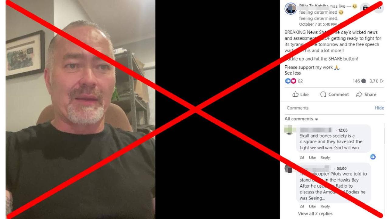 Screenshot of a Facebook post by Billy Te Kahika