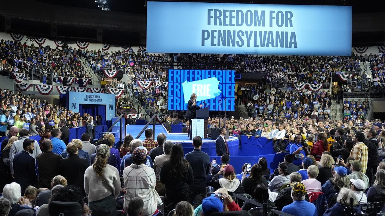 Kamala Harris at a rally in Pennsylvania