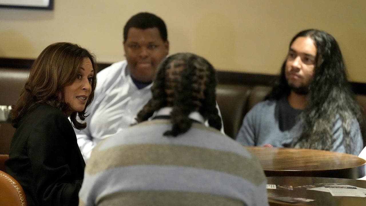 Kamala Harris with voters 