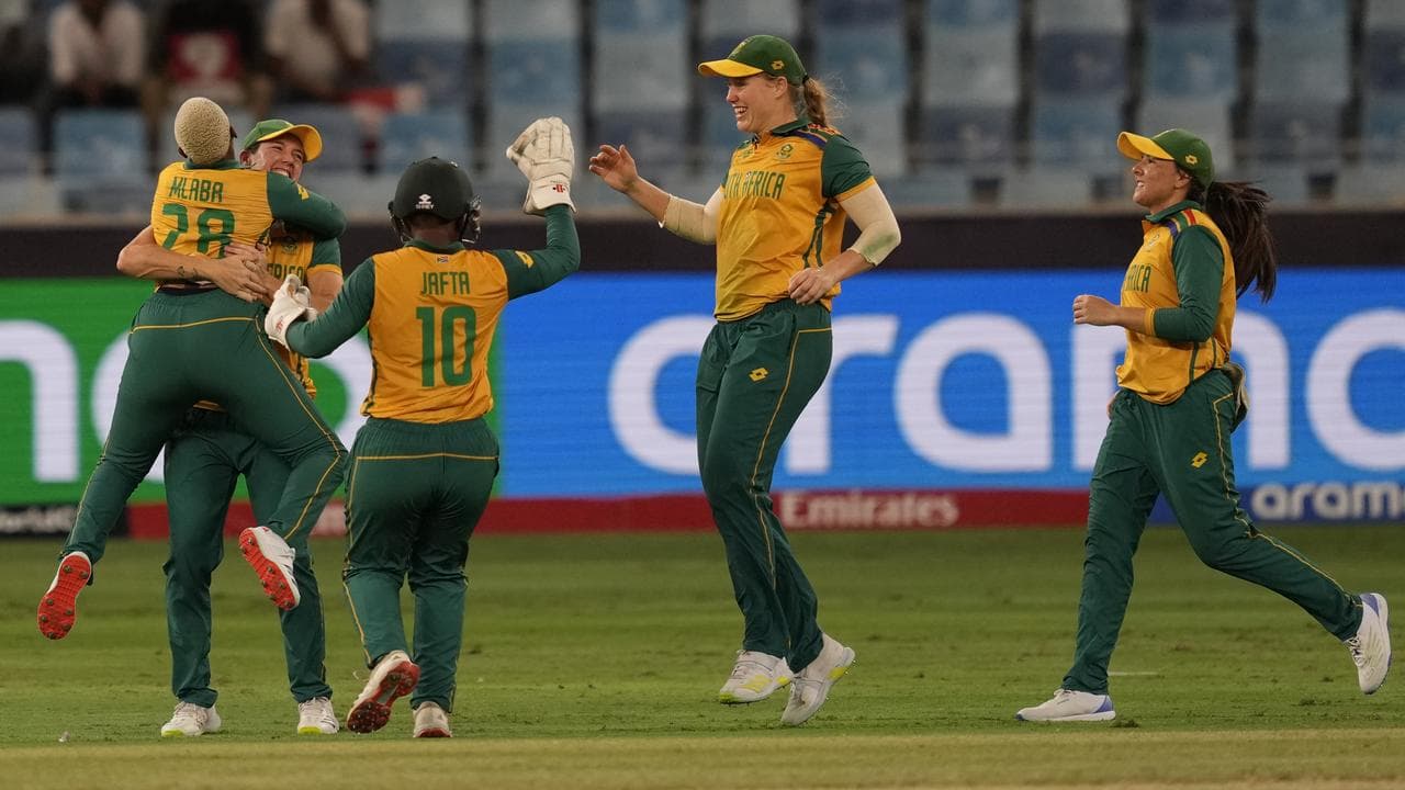 Celebrating South Africa players.