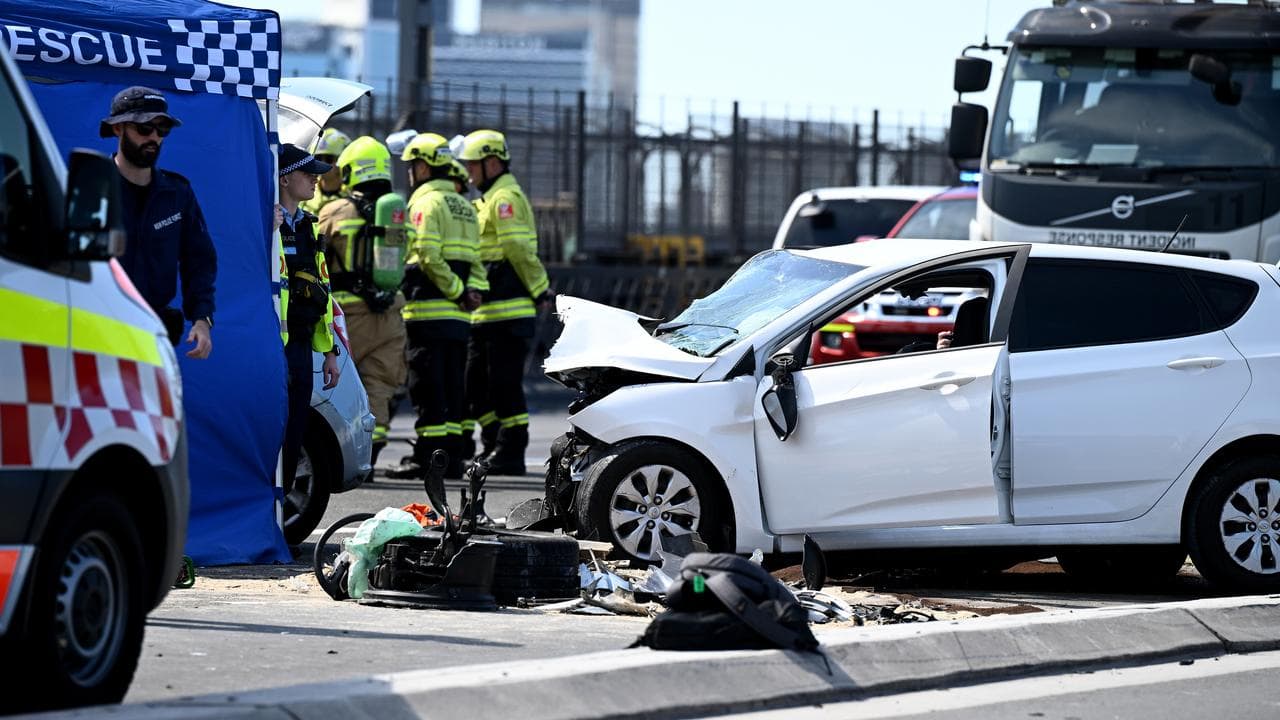 Emergency services respond to a multi-vehicle collision