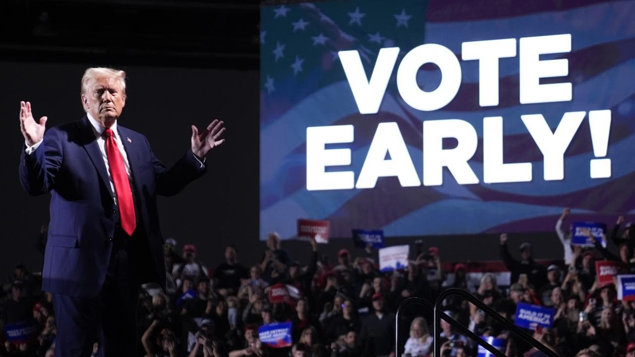 Donald Trump at a rally in Detroit 