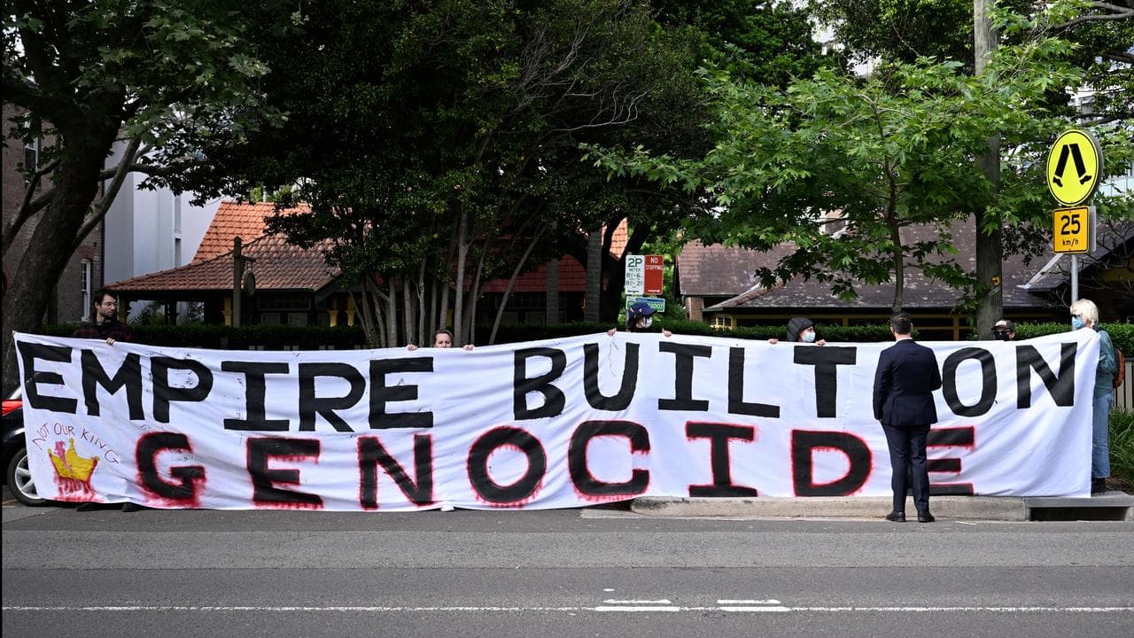 Protesters at Sydney church service