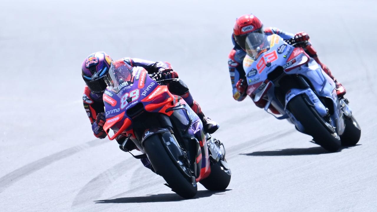 Marc Marquez chasing Jorge Martin.