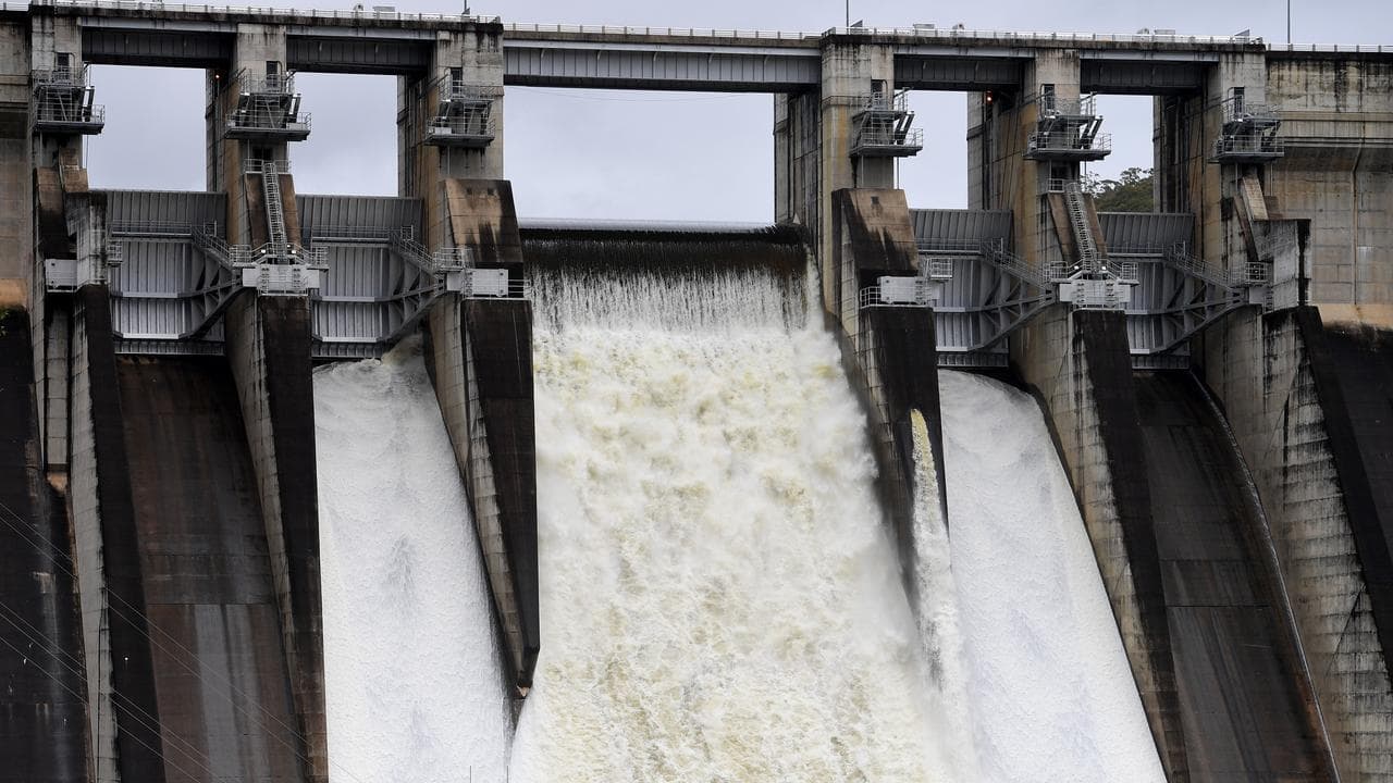 Water spilling out of Sydney's Warragamba Dam
