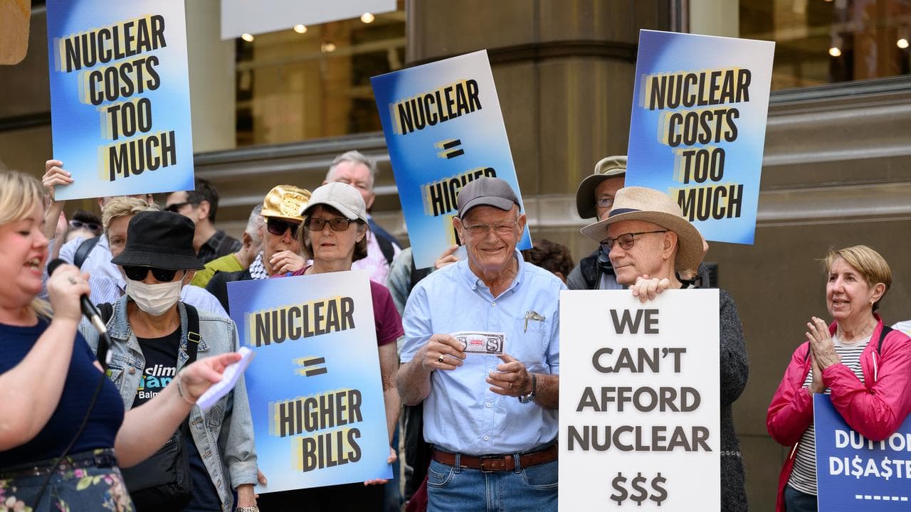 Anti-nuclear protesters in Martin Place, Sydney