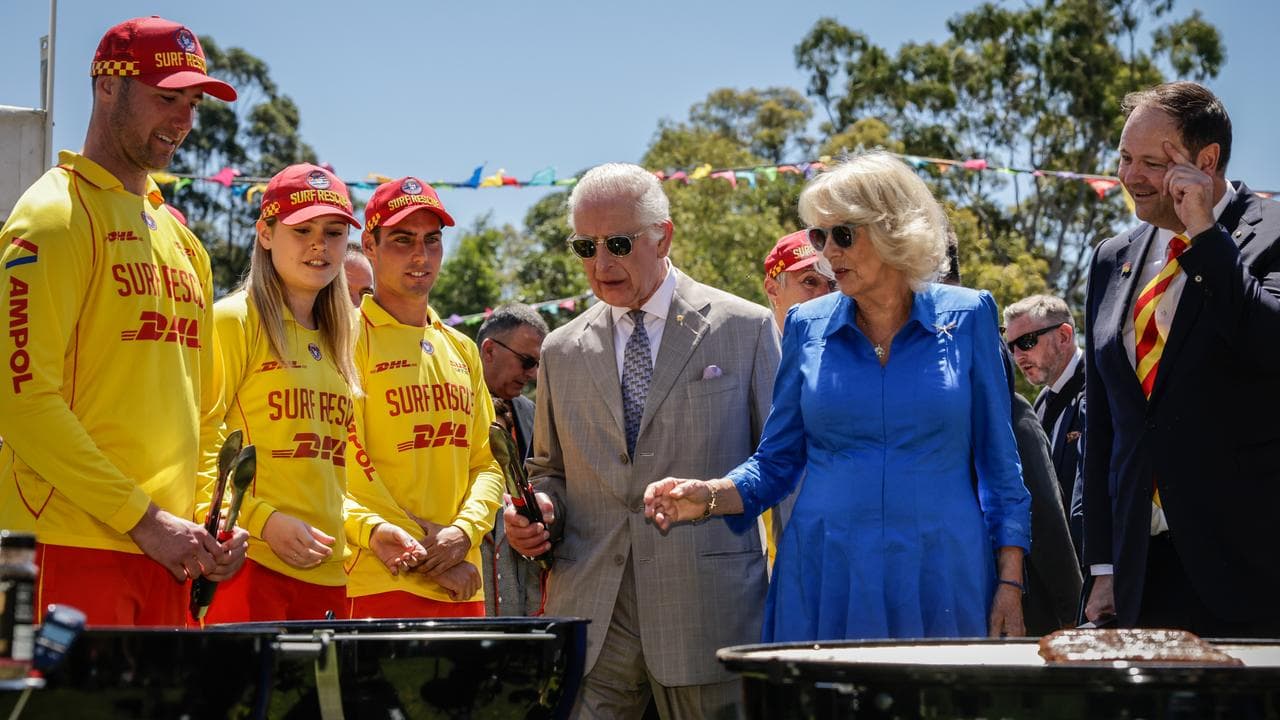 King Charles III and Queen Camilla cook sausages at the BBQ