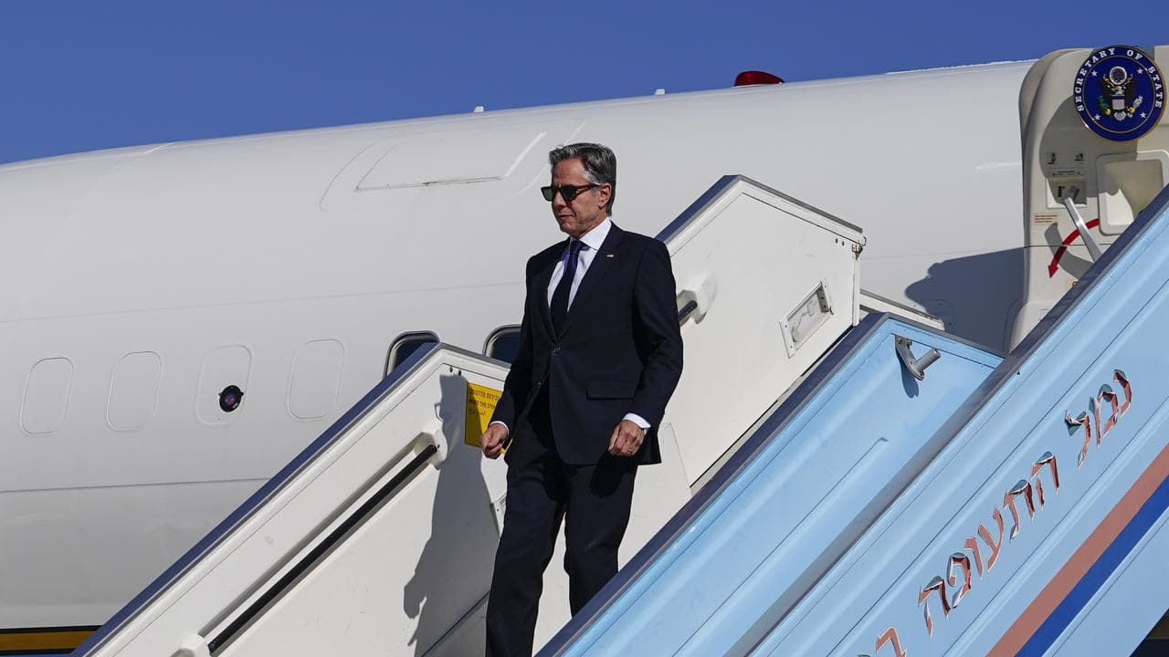 US Secretary of State Antony Blinken arrives in Tel Aviv