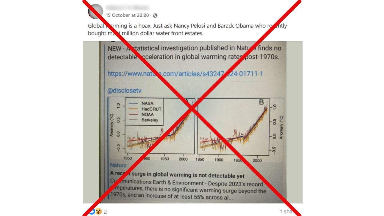 Facebook post claiming global warming is a hoax