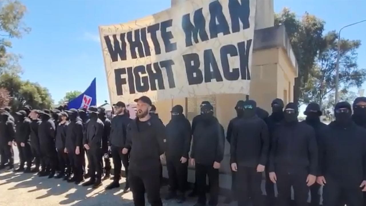 A group of white supremacists demonstrating in Corowa, Vic