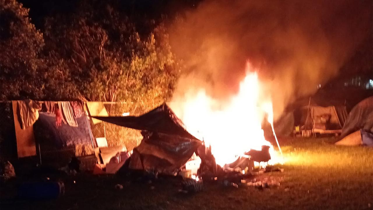 Supplied image of homeless camp fire