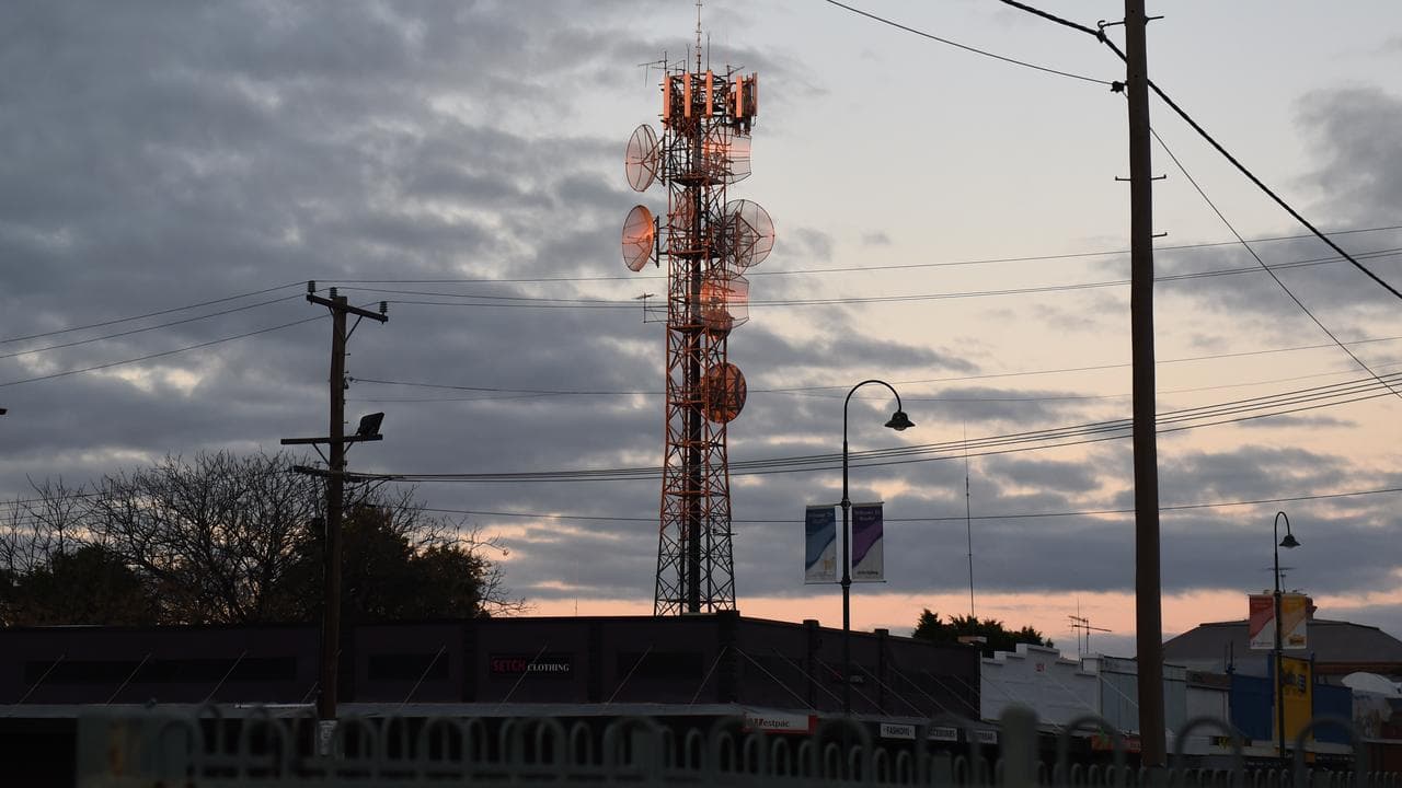 A communications tower in the NSW outback town of Bourke