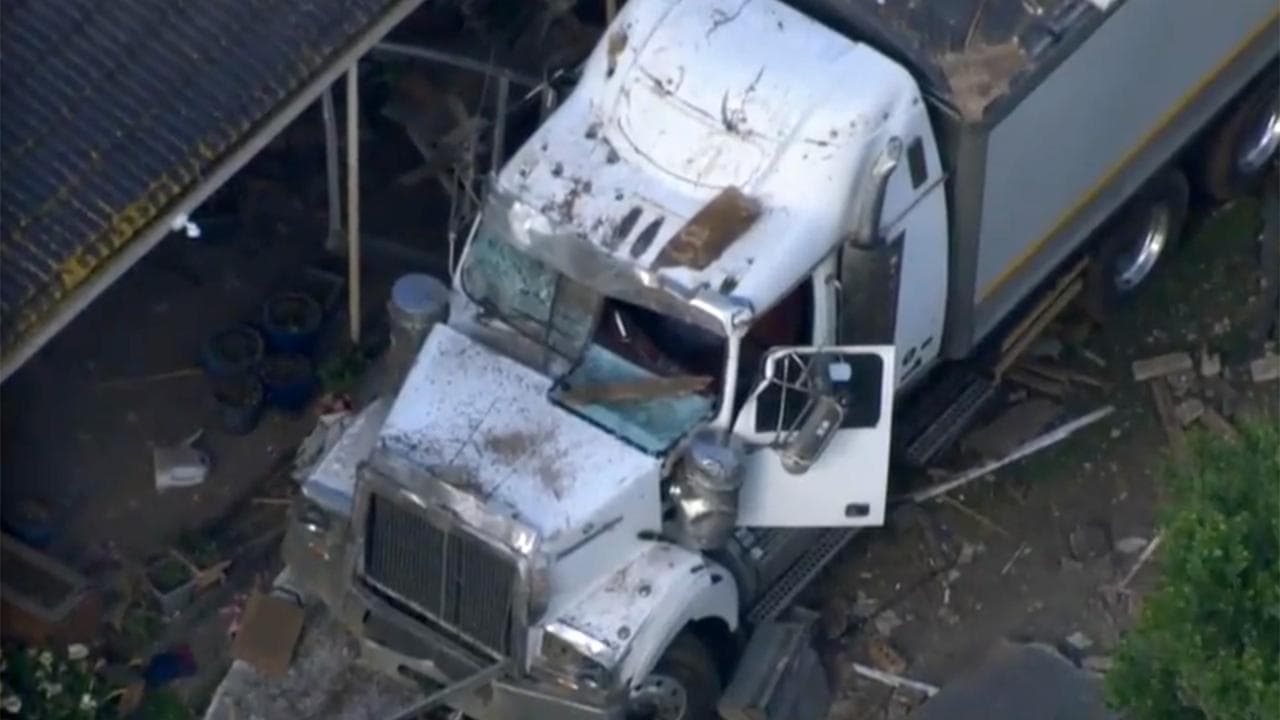 Truck crashed into a property in Tower Hill, near Warrnambool