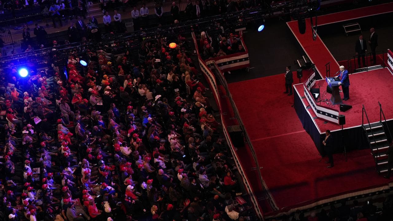 Donald Trump speaks during a campaign rally at Madison Square Garden