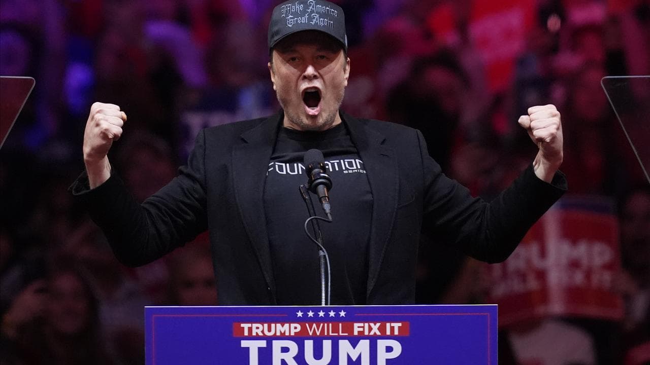 Elon Musk at a Trump campaign rally at Madison Square Garden