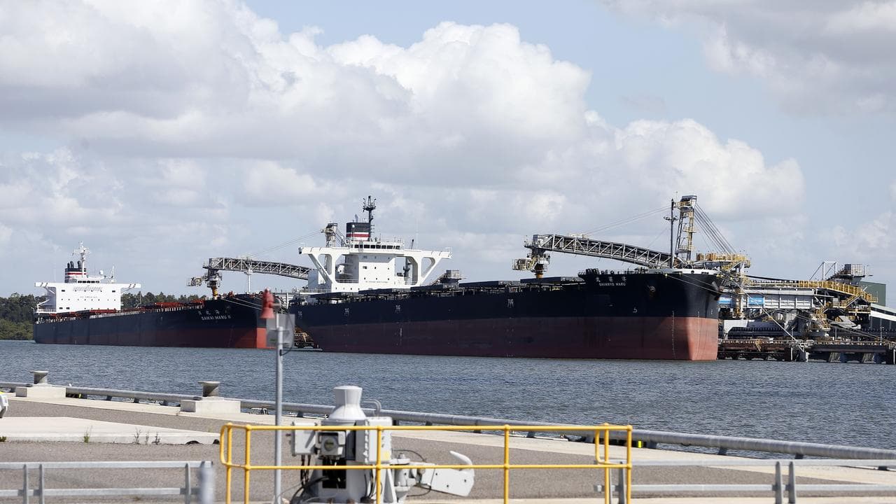 Coal ships loading at the Port of Newcastle (file image)