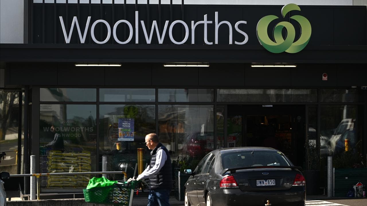 Woolworths signage at a supermarket in Melbourne