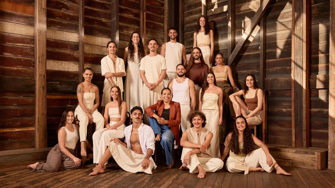 Frances Rings, centre front, with the Bangarra dance troupe