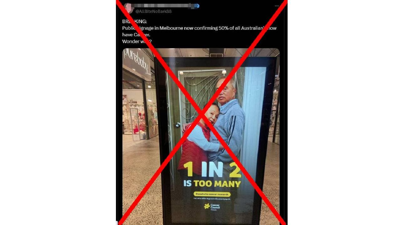 Screenshot of an X post showing the Cancer Council billboard.
