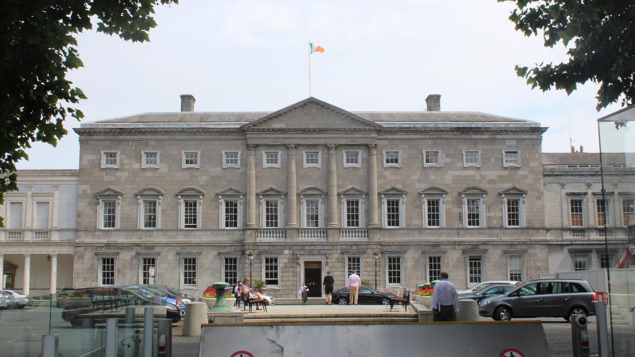 General photo outside the Irish parliament, Dublin.