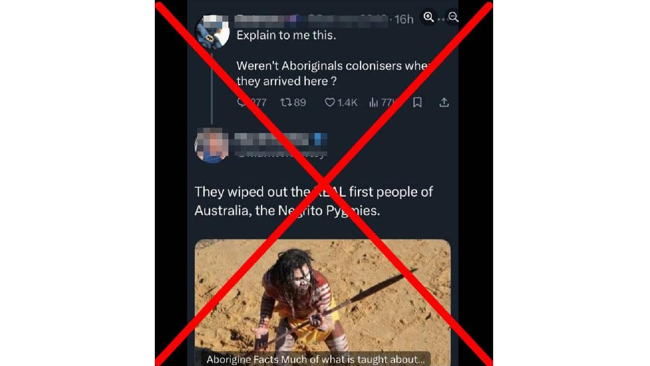 Screenshot of a misleading post about Indigenous Australians.