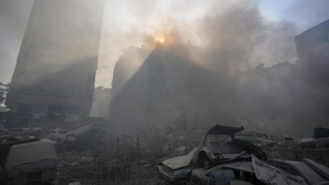 The site of an airstrike in Beirut