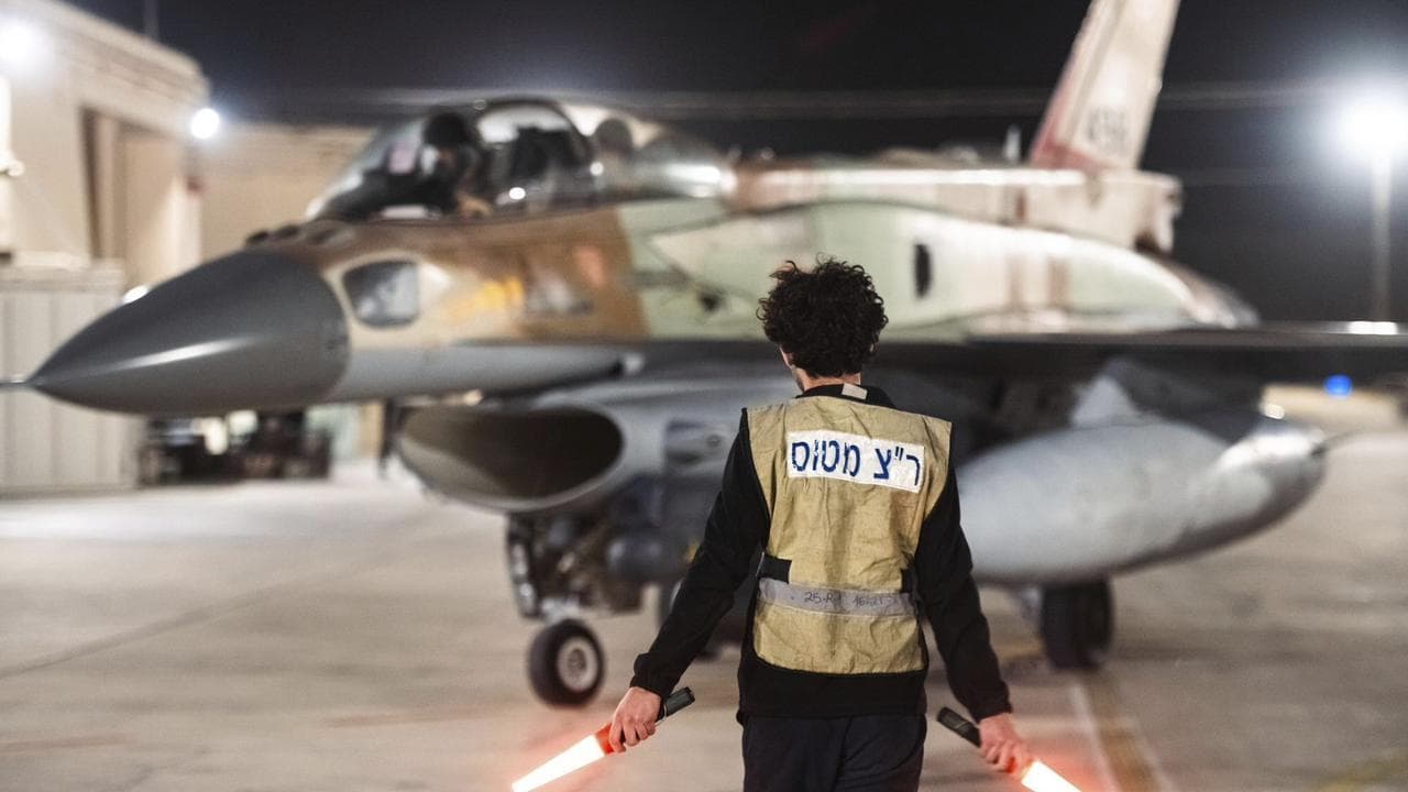 Israeli Air Force planes depart for an attack on Iran