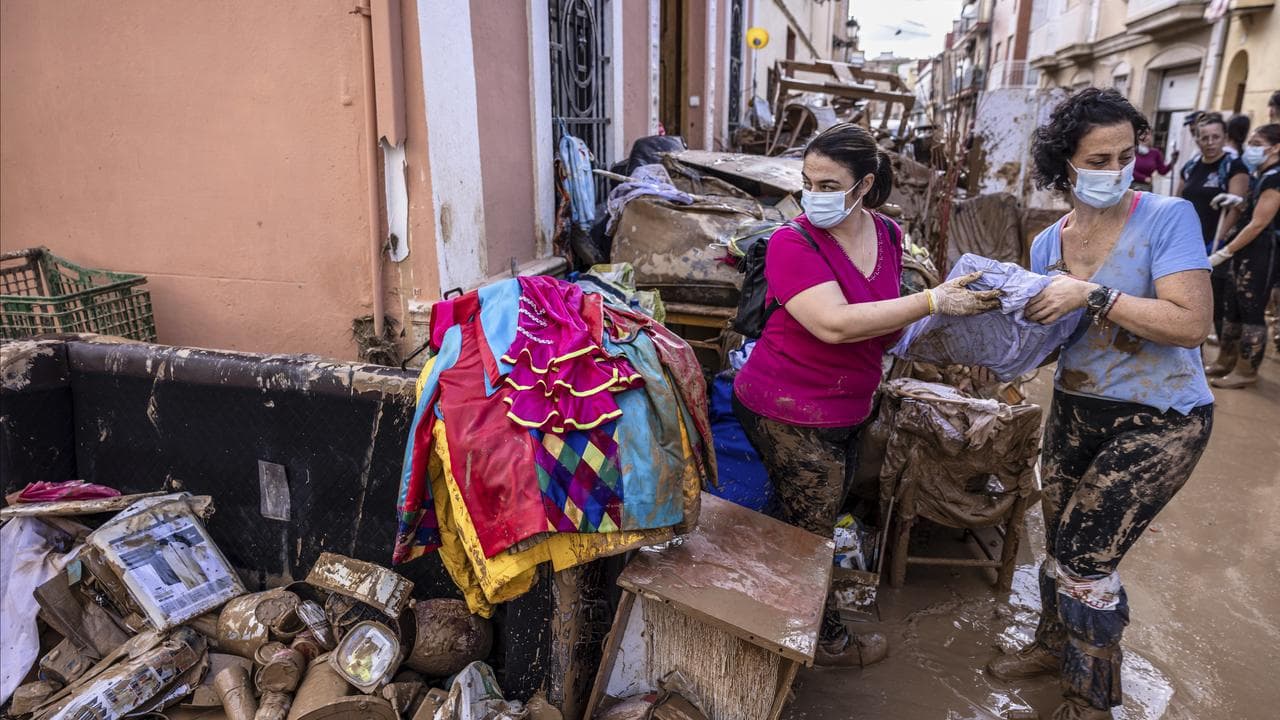 Residents clean up after floods in Paiporta, outskirts of Valencia