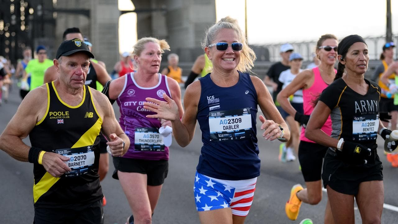 Participants cross the Harbour Bridge during the 2024 Sydney Marathon