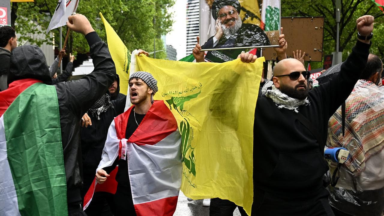 Protesters at a Pro-Palestine rally