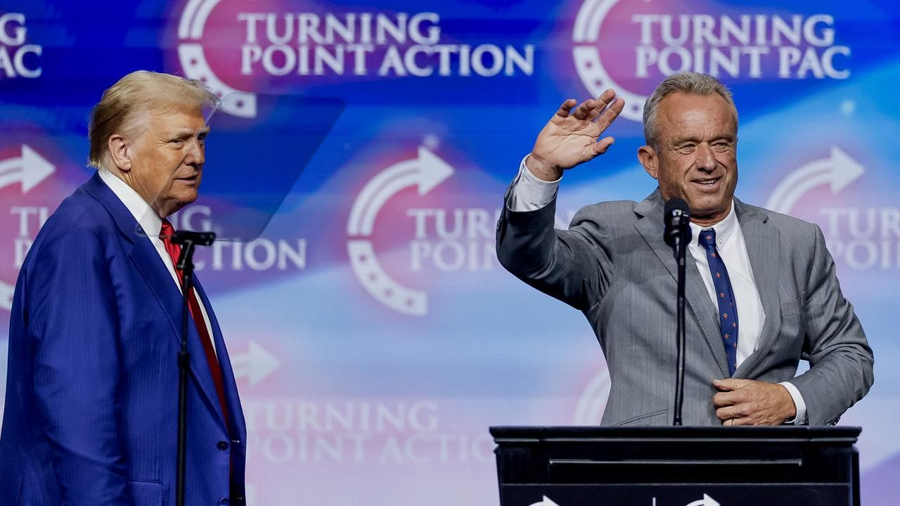Donald Trump and Robert F Kennedy Jr at a rally.
