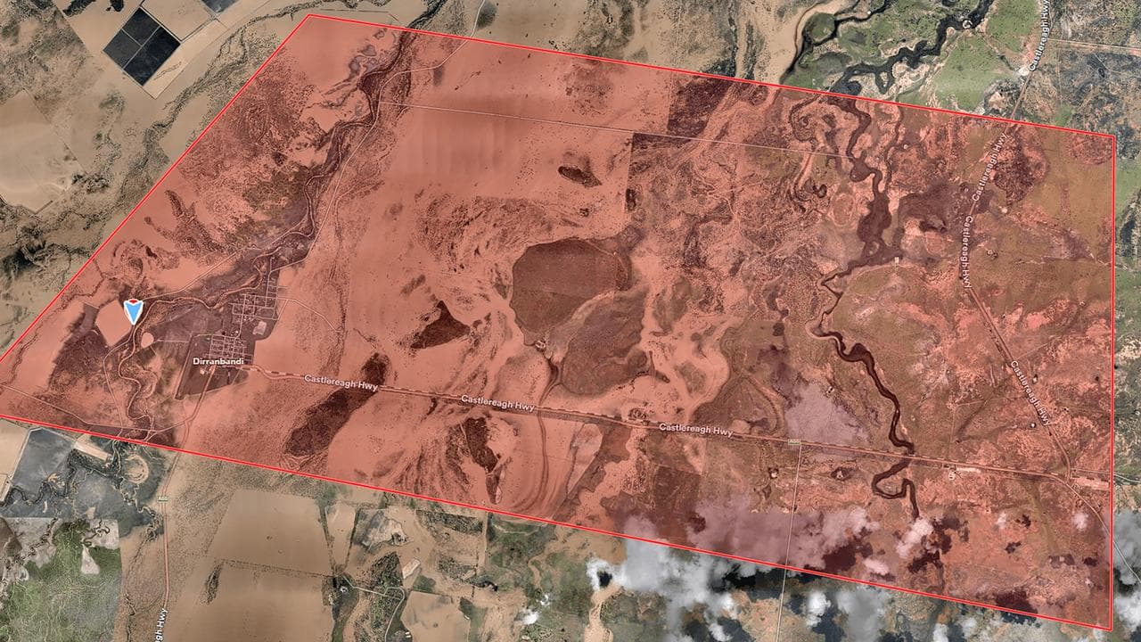 The exclusion zone of a grass fire in Dirranbandi,