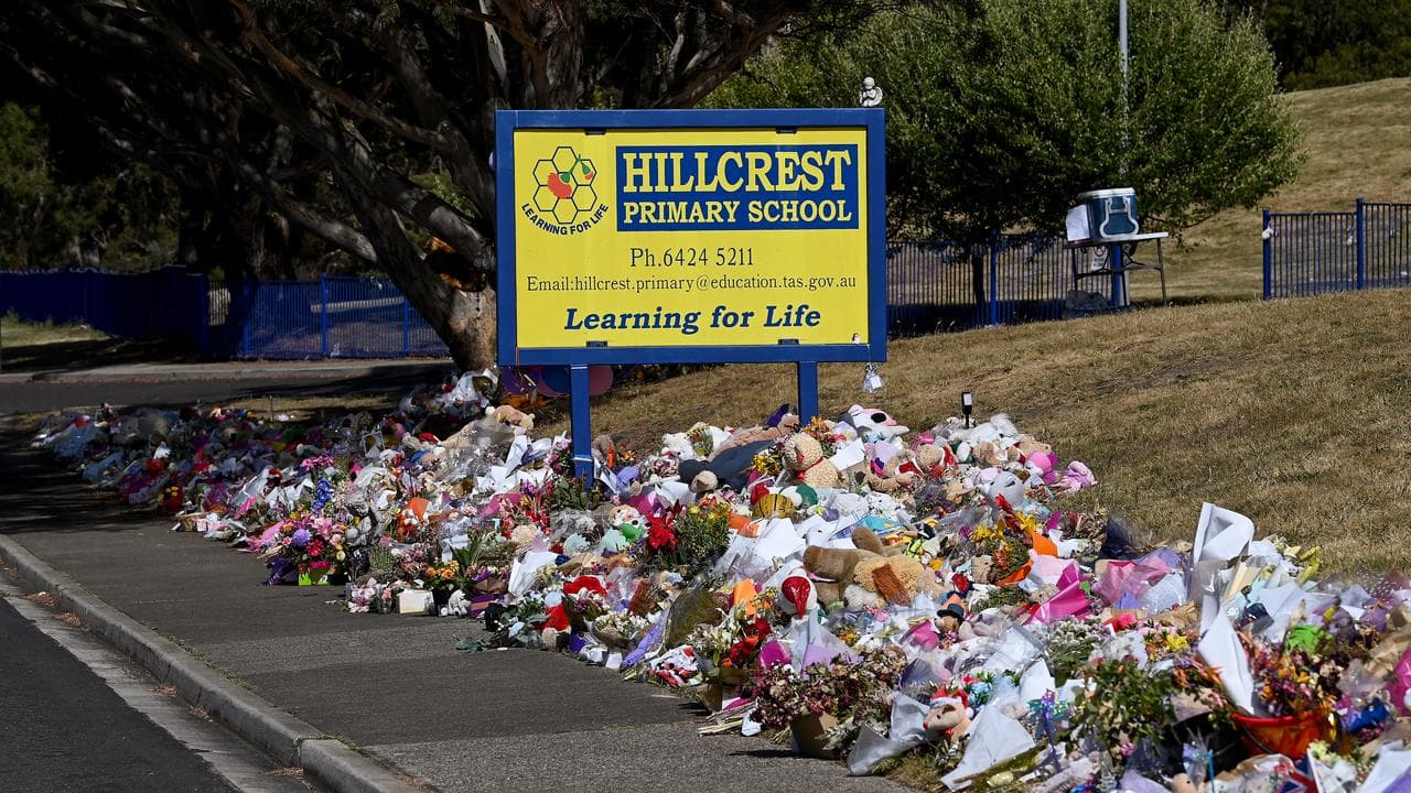 Tributes outside Hillcrest Primary School (file image)