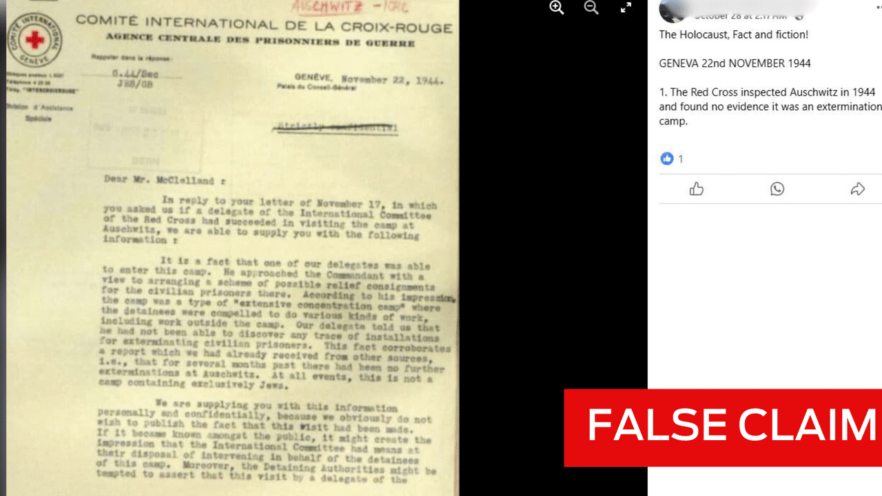 Screenshot of misinformation about Auschwitz