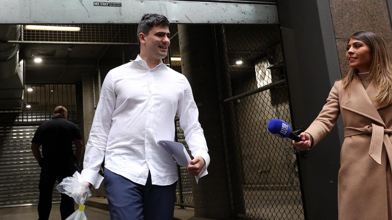Jacob Hersant leaving Melbourne Magistrates Court 