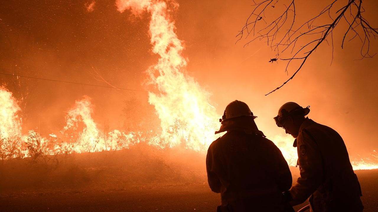 Rural firefighters tackle a blaze