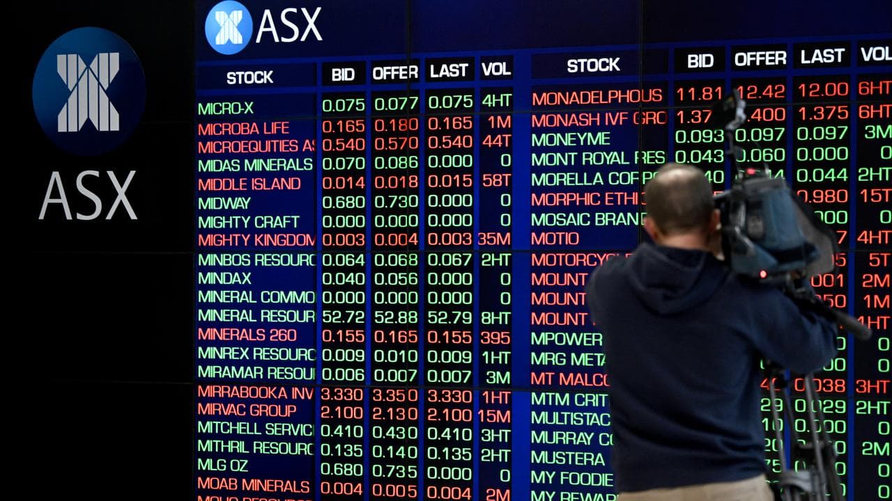 The indicator boards at the Australian Securities Exchange