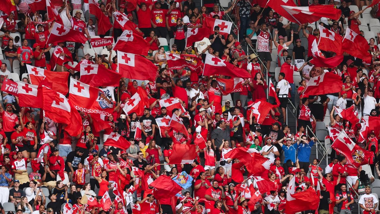 Tongan fans in the stands.