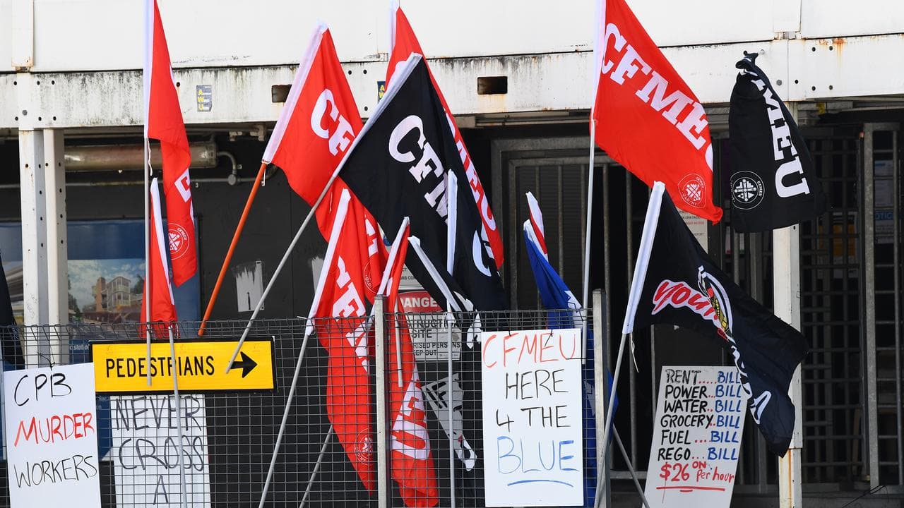 CFMEU signs at a protest site (file image)