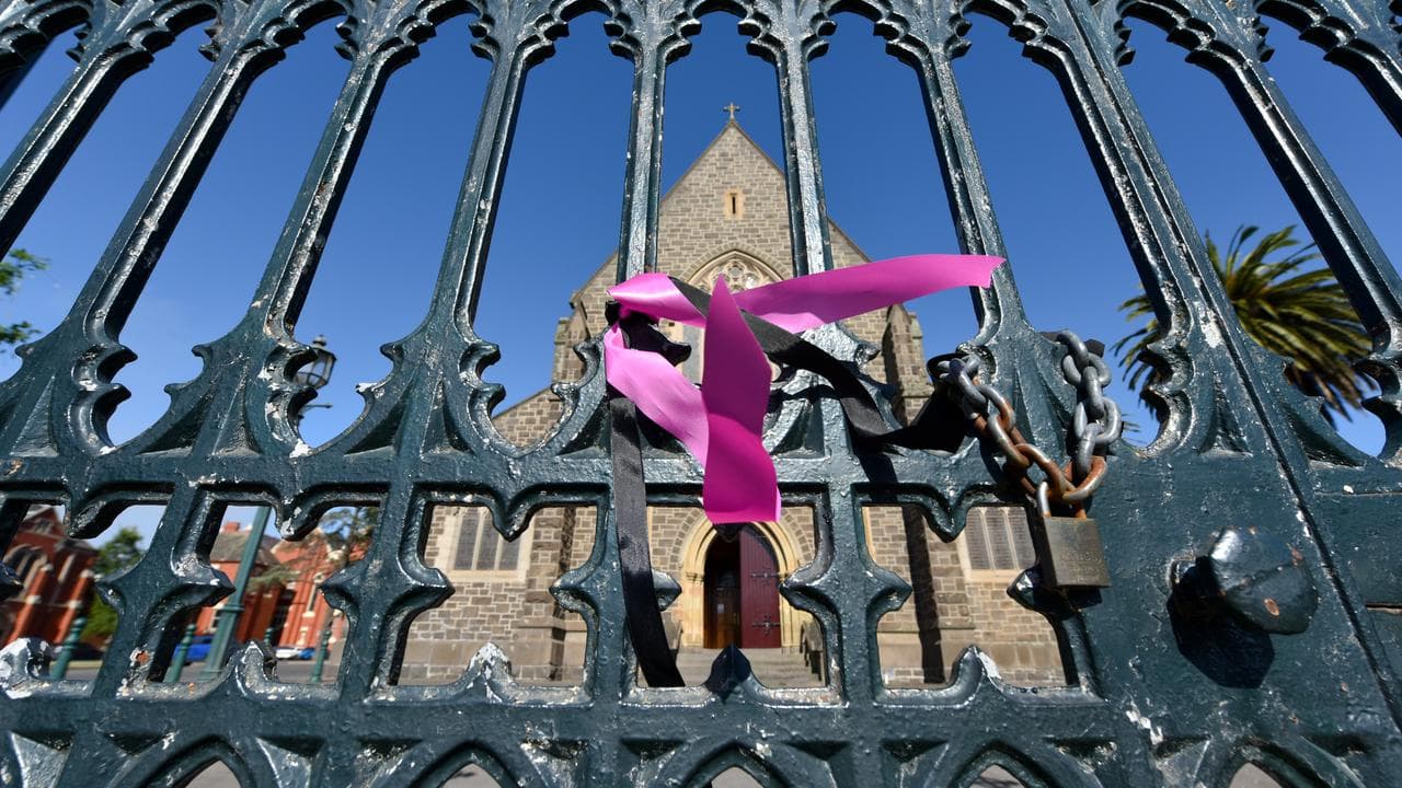 A ribbon on a cathedral gate.