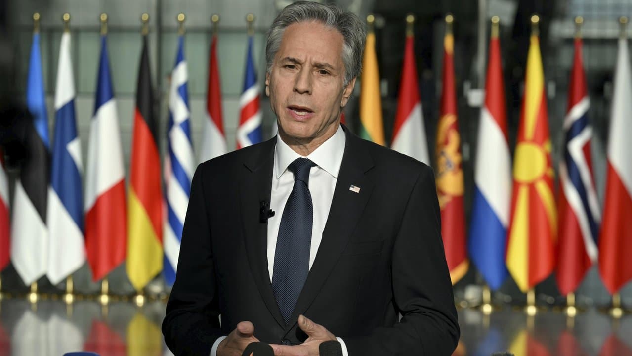 US Secretary of State Antony Blinken speaks in Brussels