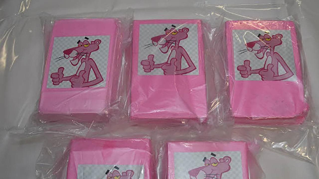 Packets of pink cocaine seized by police
