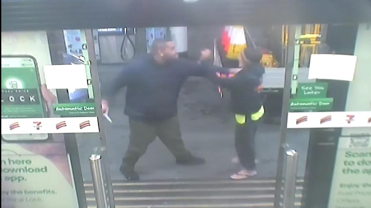 Jordan James Fineanganofo confronts a man while hilding a knife