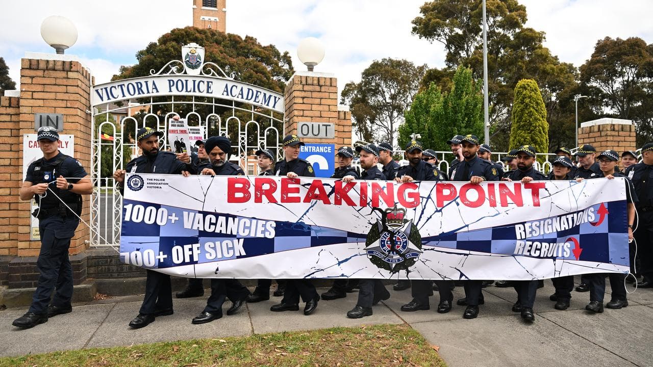Officers at the police academy walked off the job.
