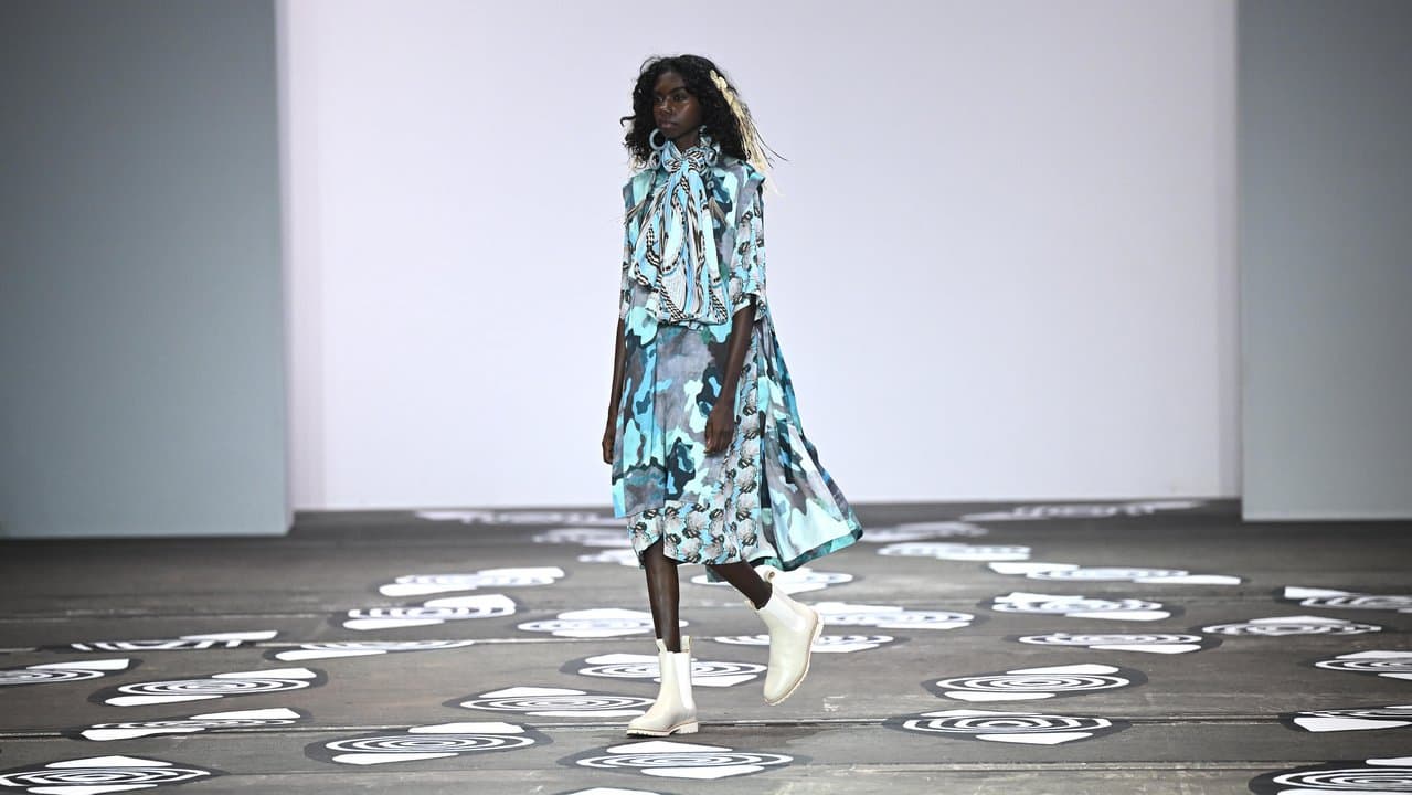 Model presents creations from Ngali