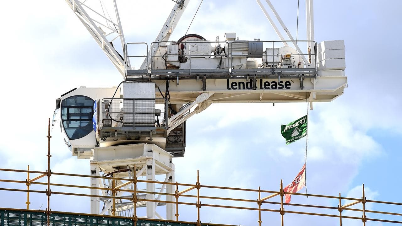 Lendlease signage on a crane in  Brisbane